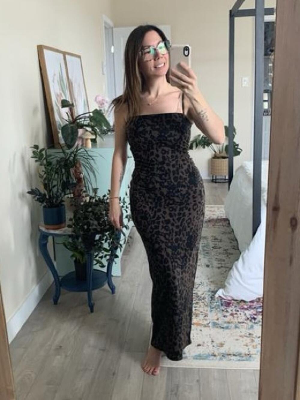 Reformation Elise Knit Dress in Tana Leopard XL